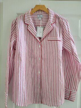Petite Plume Womens Red Striped pajama top size Small New sleep wear Preppy